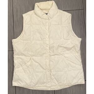 Lands End Womens Ivory Goose Down Filled Puffer Vest Size Large
